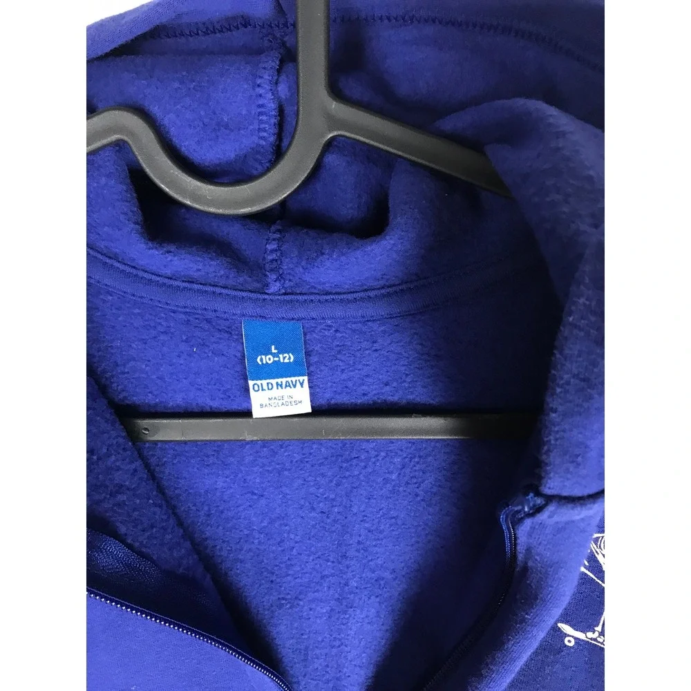 Old Navy Boys Blue Skeleton Crew Skating Zip Up Hoodie Sweatshirt Size L 10-12